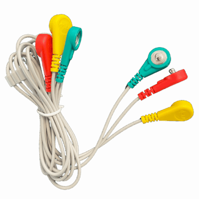 Set of 3 ECG cables with coloured snaps for Q6